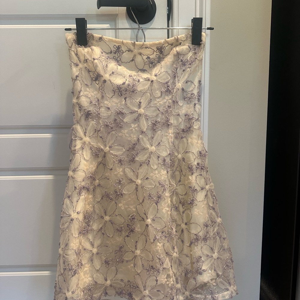 Lucy in the Sky Cream and Purple Lace Dress